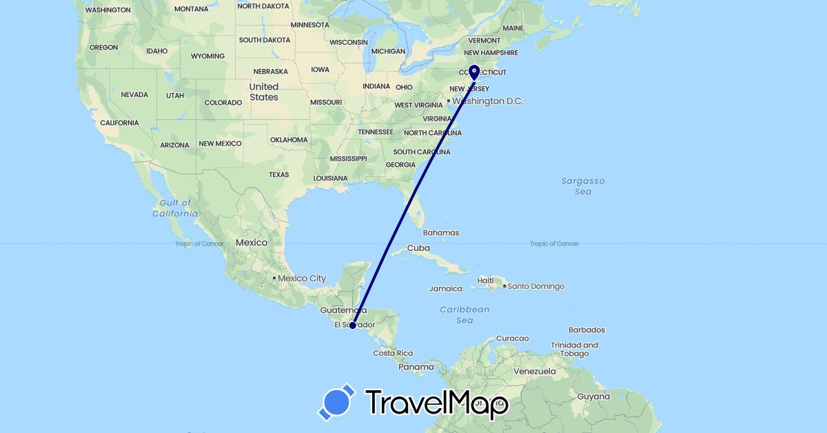 TravelMap itinerary: driving in El Salvador, United States (North America)